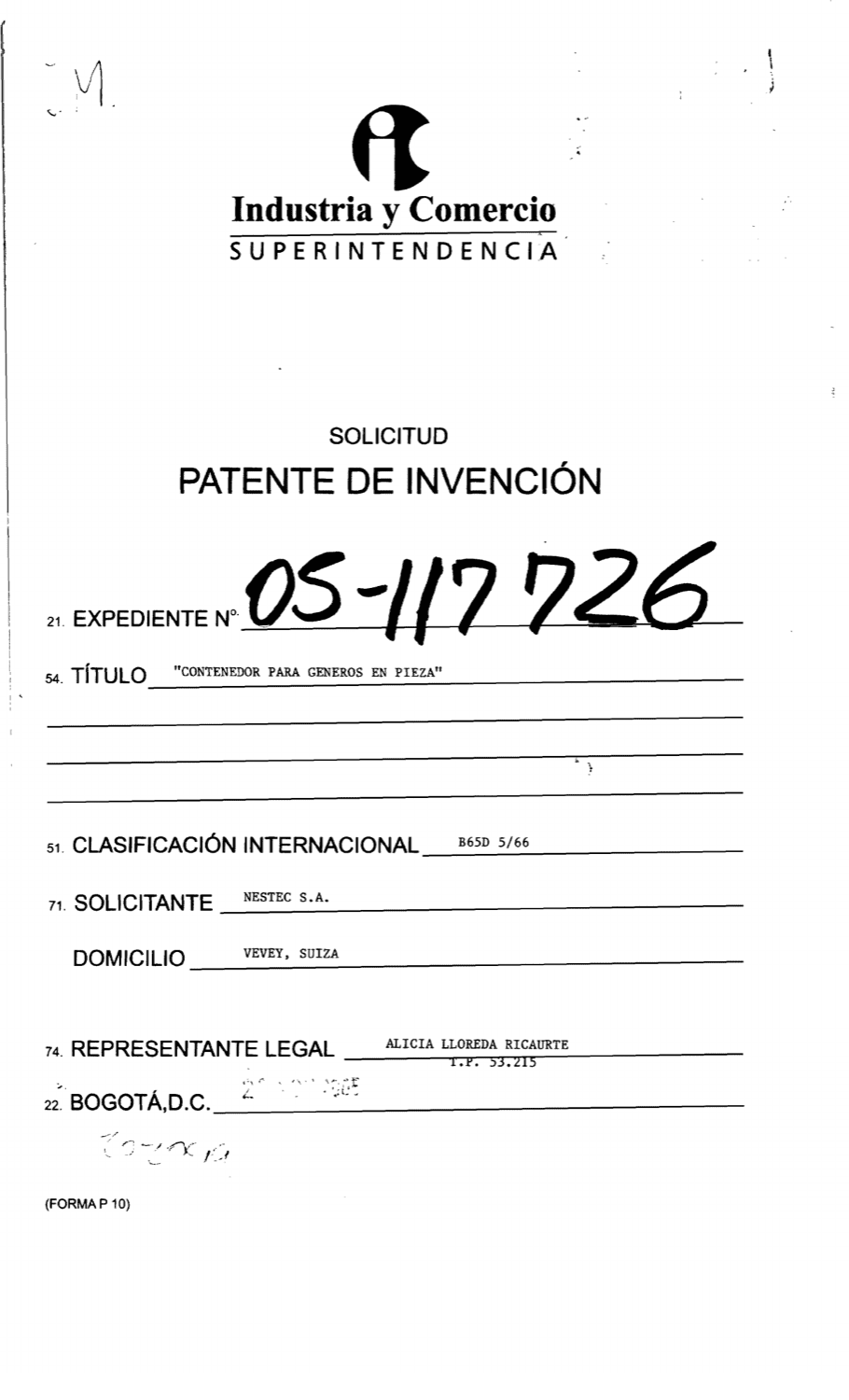 CONETENEDOR PARA GENEROS EN PIEZA