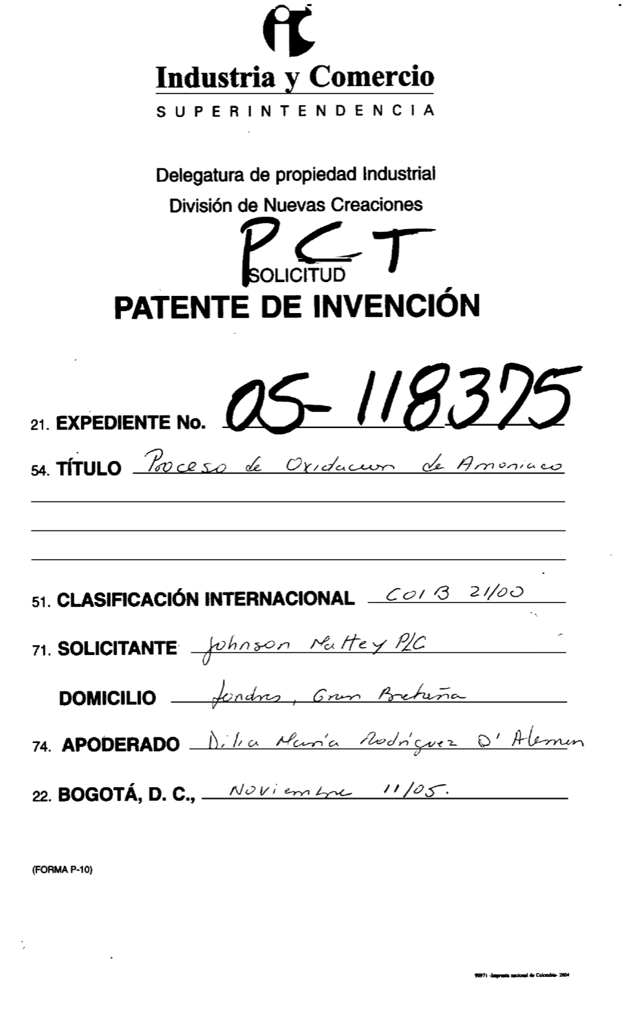 PROCESO DE OXIDAXION DE AMONIACO