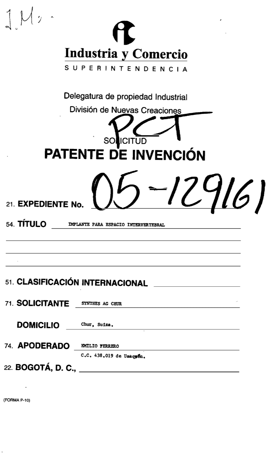 IMPLANTE PARA ESPACIO INTERVERTEBRAL