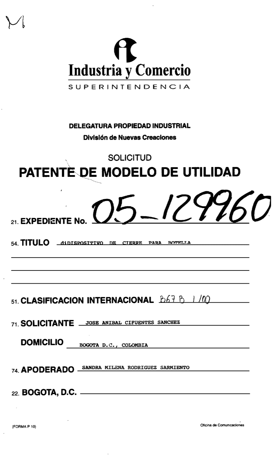 DISPOSITIVO DE CIERRE PARA BOTELLA