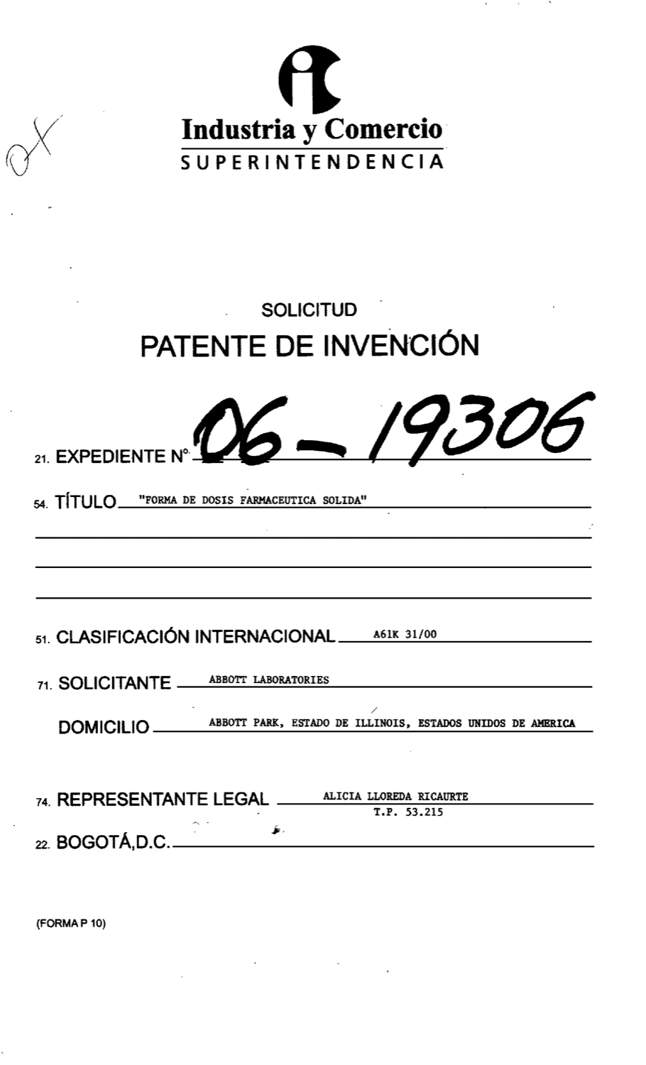 FORMA DE DOSIS FARMACEUTICA SOLIDA