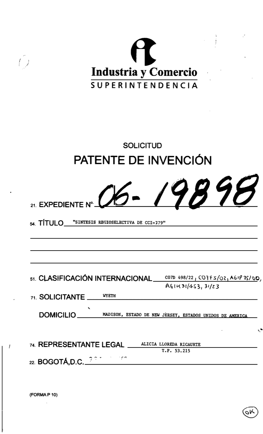 SINTESIS REGIOSELECTIVA DE CCI-779