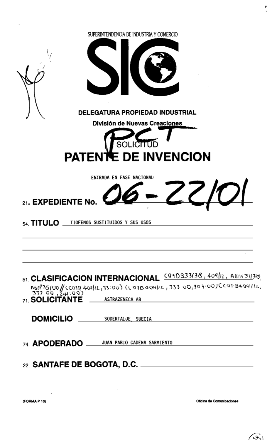 TIOFENOS SUSTITUIDOS Y SUS USOS