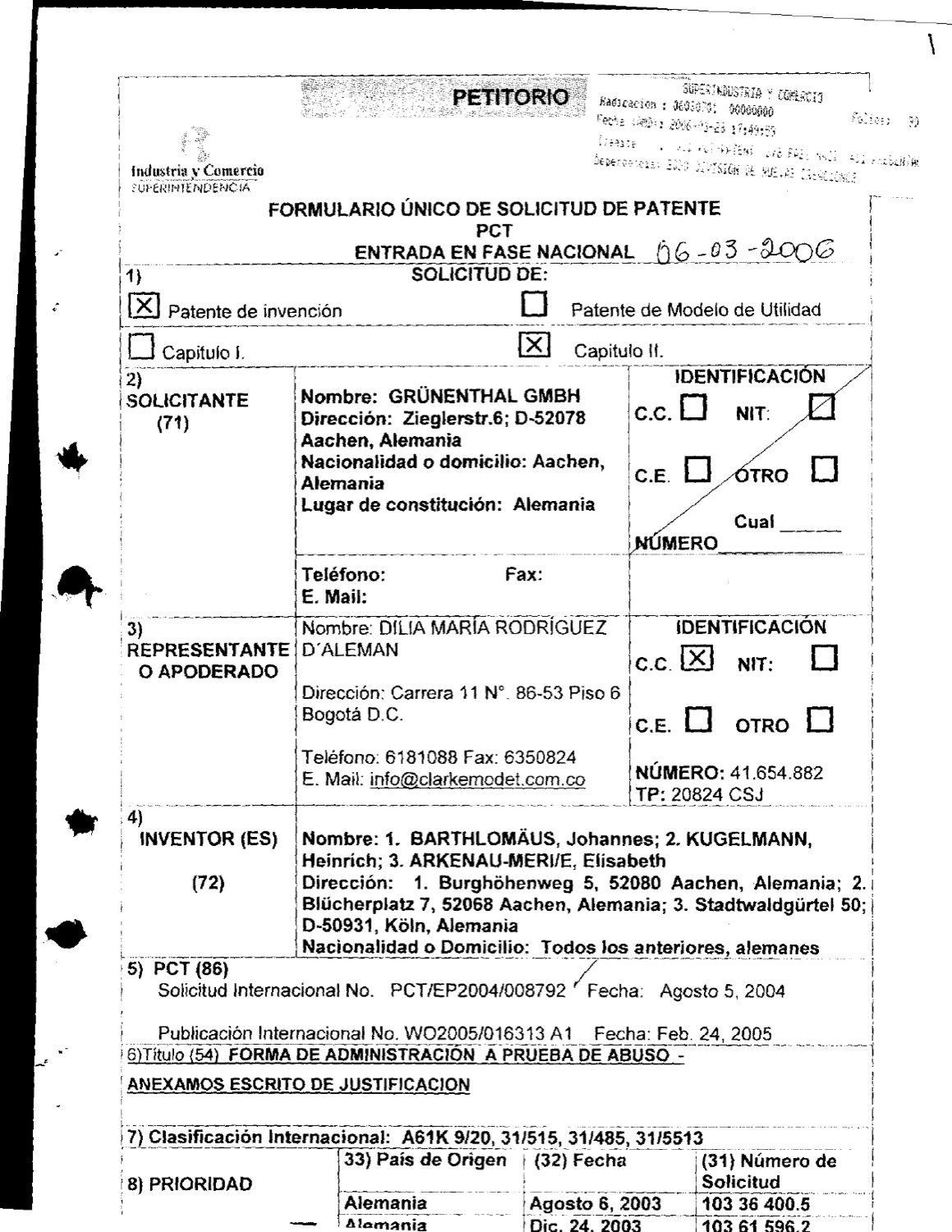 FORMA DE ADMINISTRACION A PRUEBA DE ABUSO