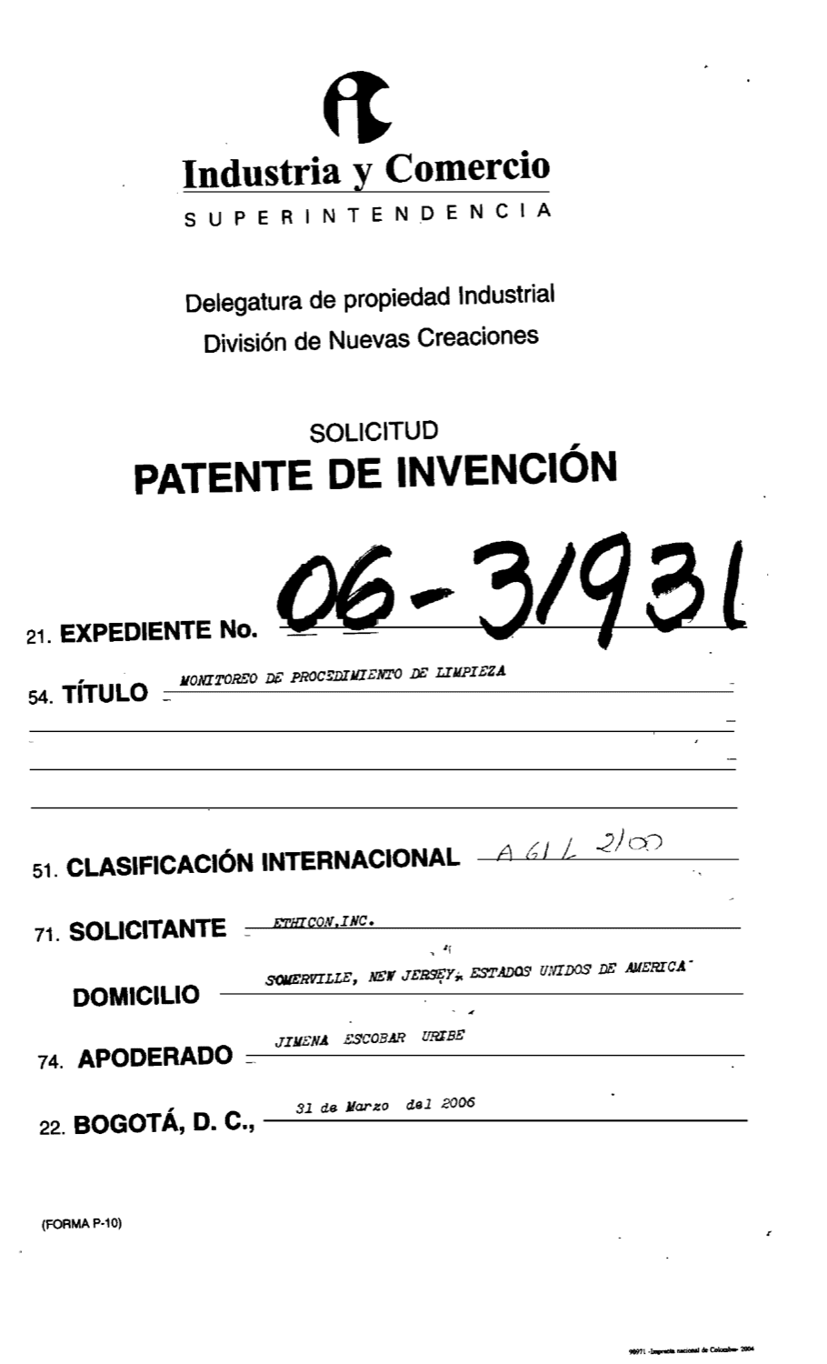 MONITOREO DE PROCEDIMIENTO DE LIMPIEZA