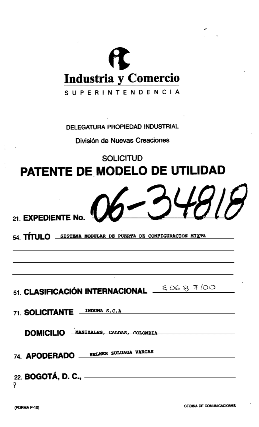 SISTEMA MODULAR DE PUERTA DE CONFORMACION MIXTA