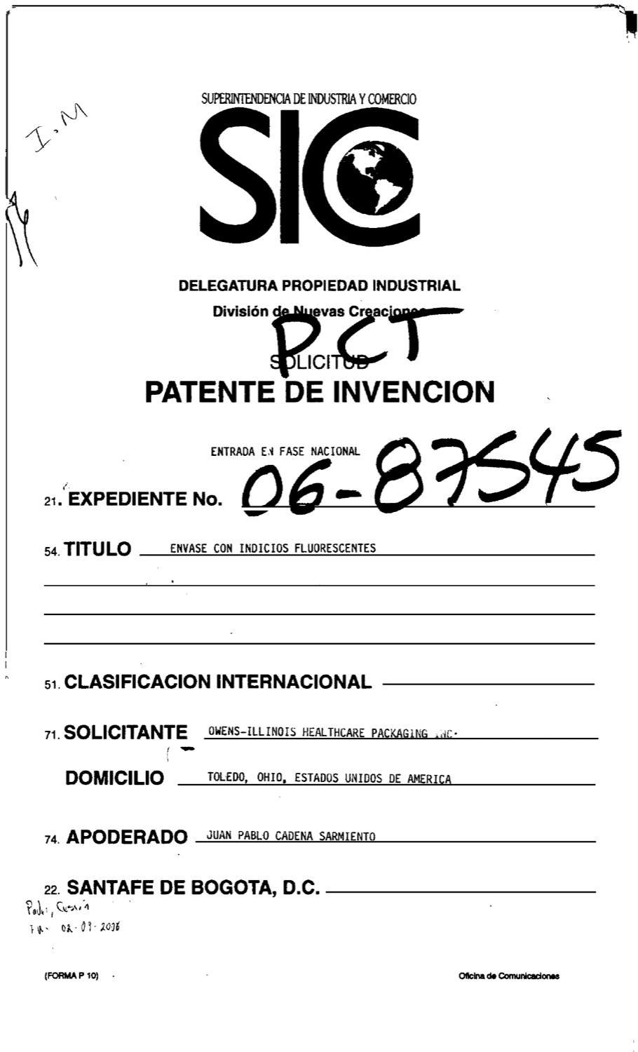 ENVASE CON INDICIOS FLUORESCENTES