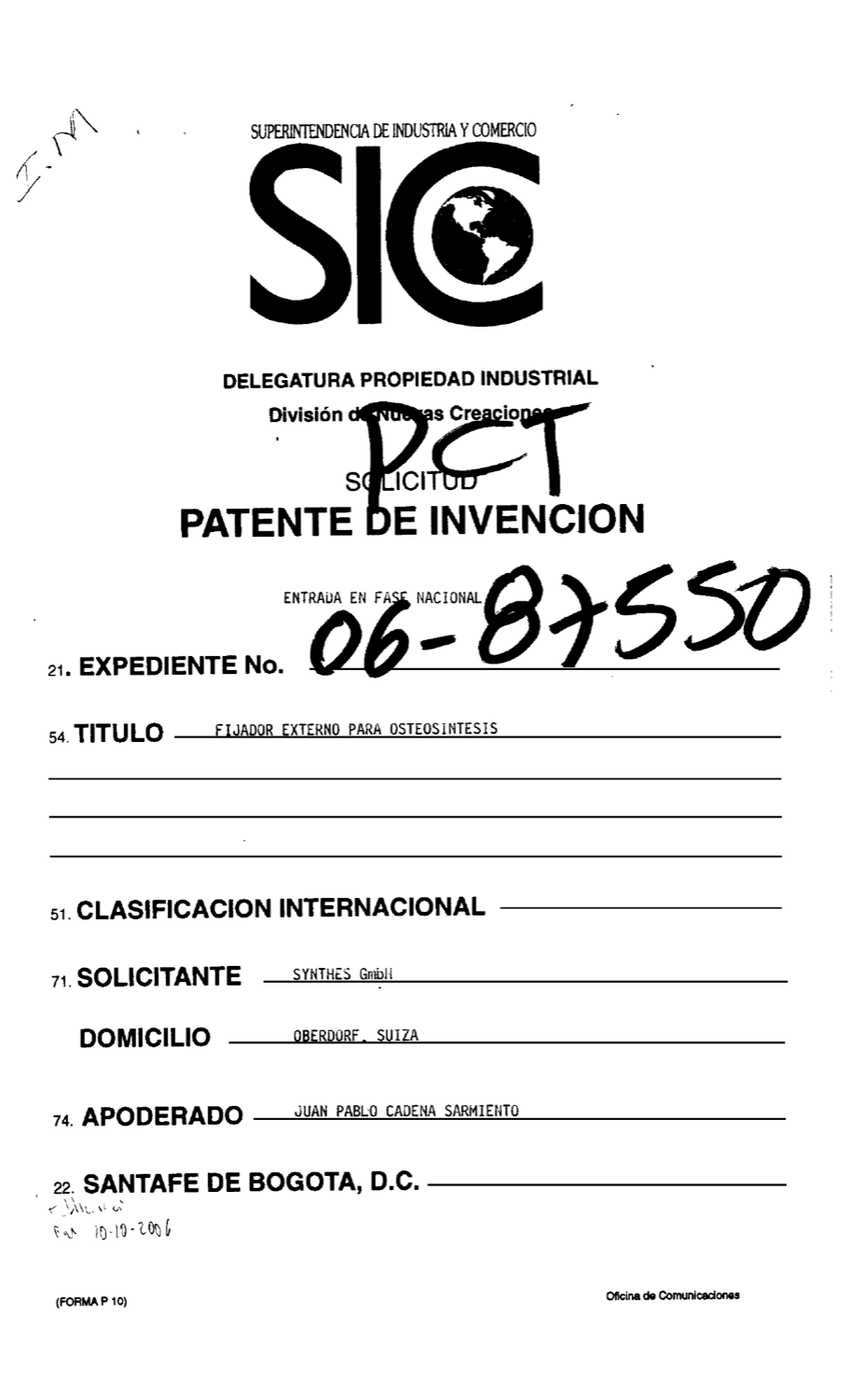 FIJADOR EXTERNO PARA OSTEOSINTESIS