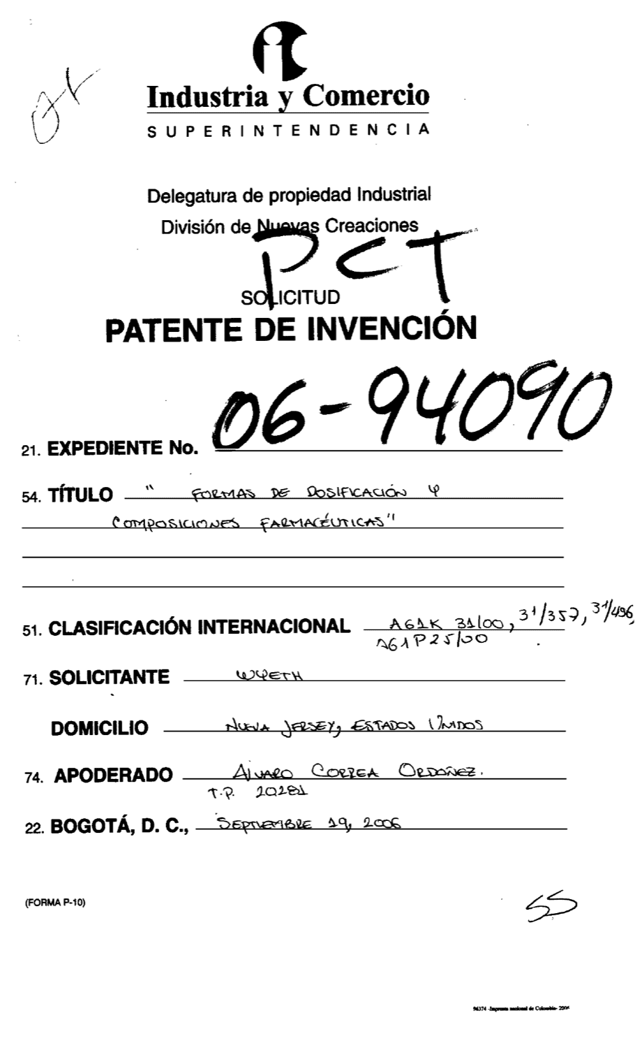 FORMAS DE DOSIFICACION Y COMPOSICIONES FARMACEUTICAS