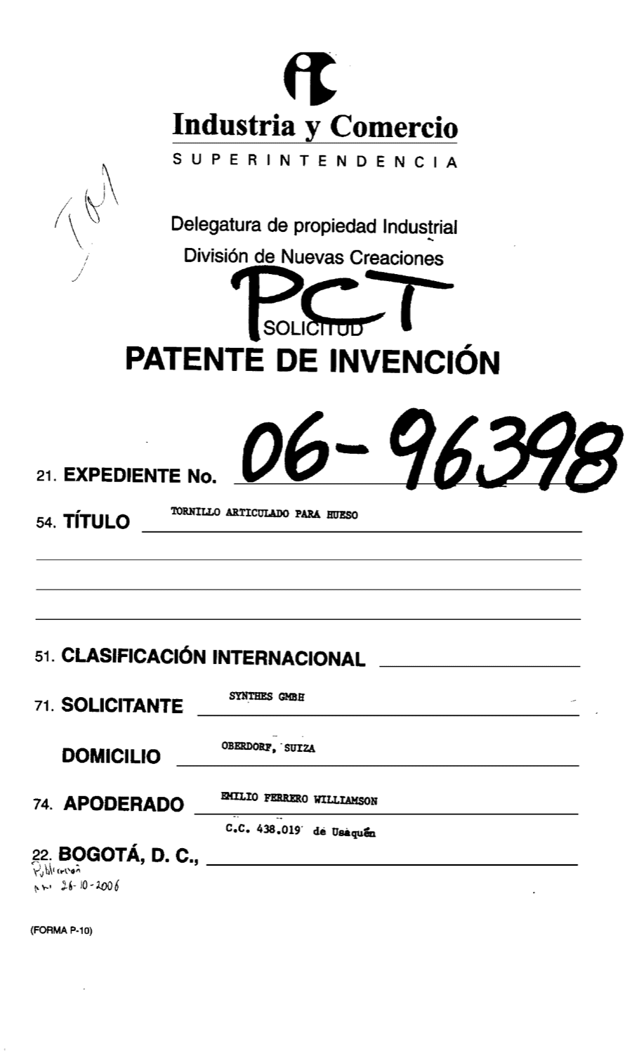 TORNILLO ARTICULADO PARA HUESO