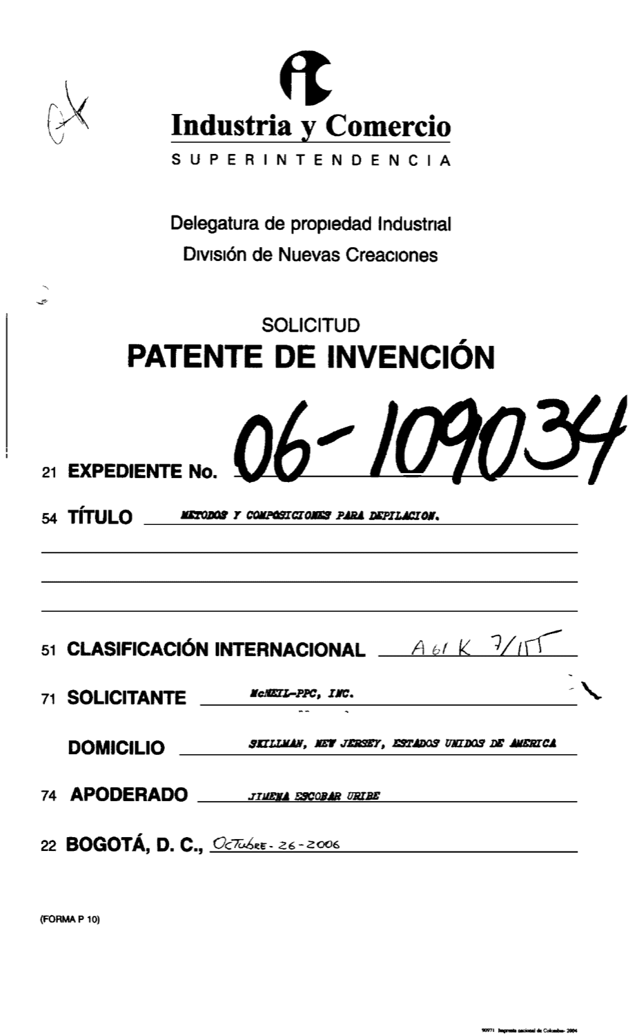 METODOS Y COMPOSICIONES PARA DEPILACION