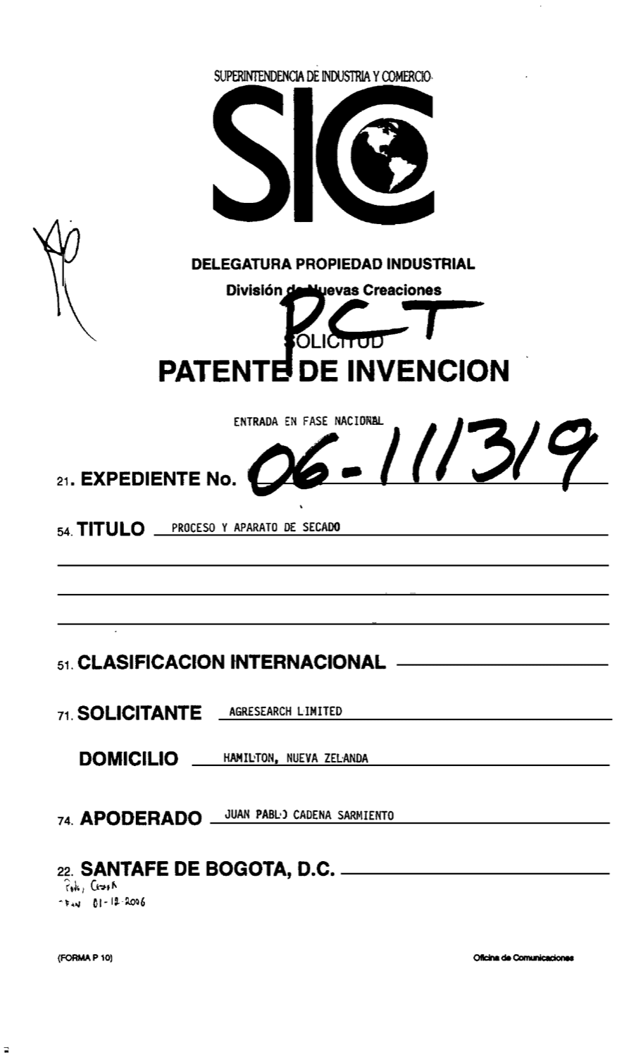 PROCESO Y APARATO DE SECADO