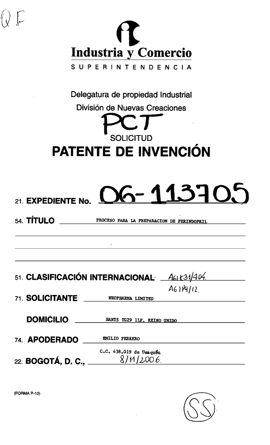 PROCESO PARA LA PREPARACION DE PERINDOPRIL