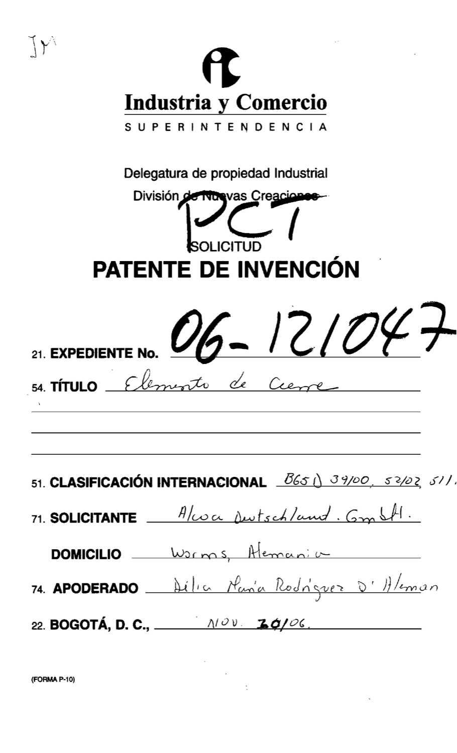 ELEMENTO DE CIERRE