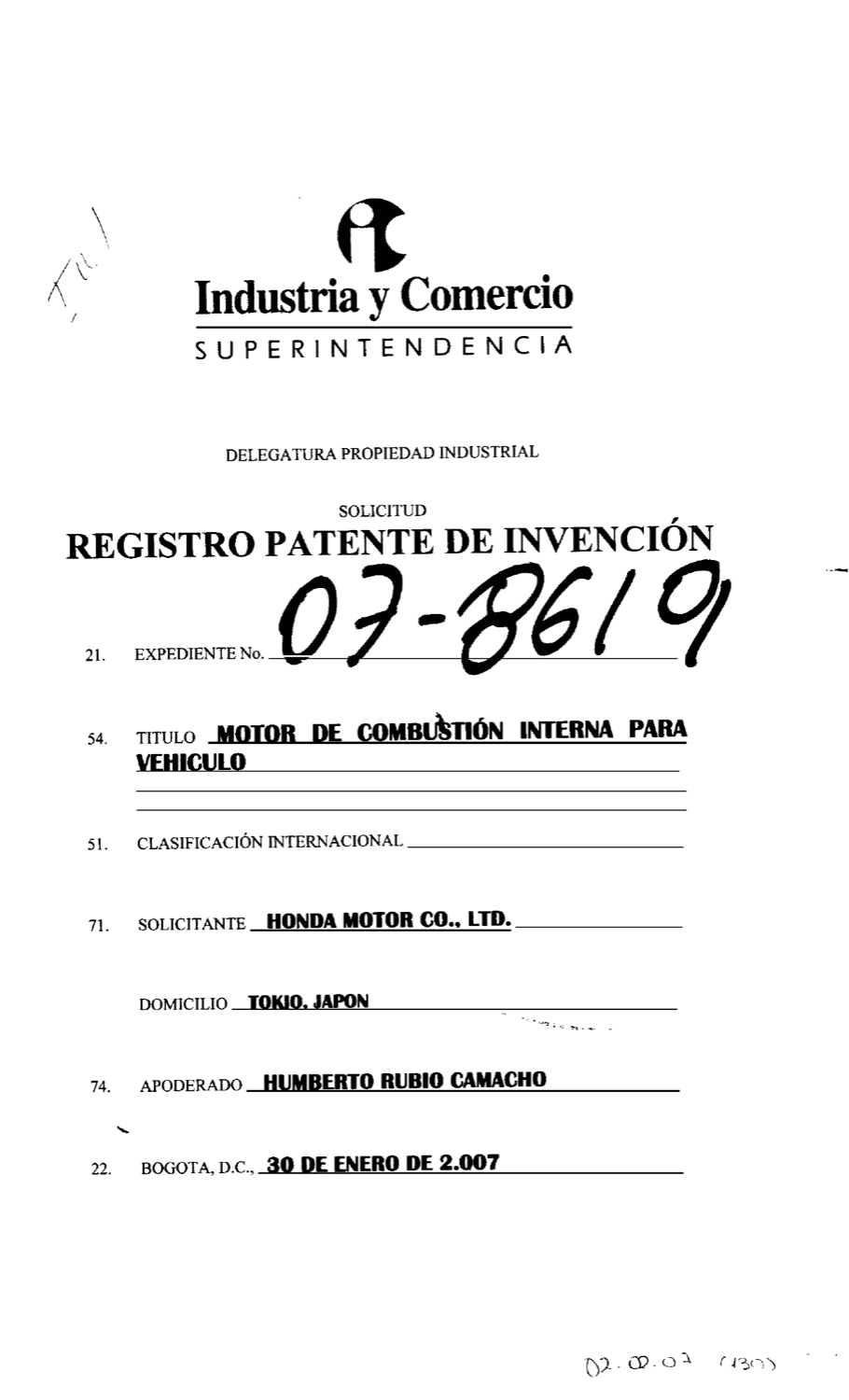 MOTOR DE COMBUSTIÓN INTERNA PARA VEHÍCULO