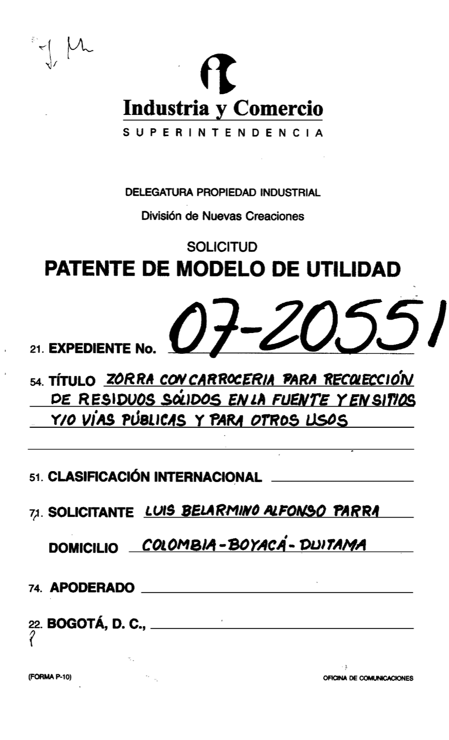 ZORRA PARA RECOLECCIÓN DE RESIDUOS SÓLIDOS