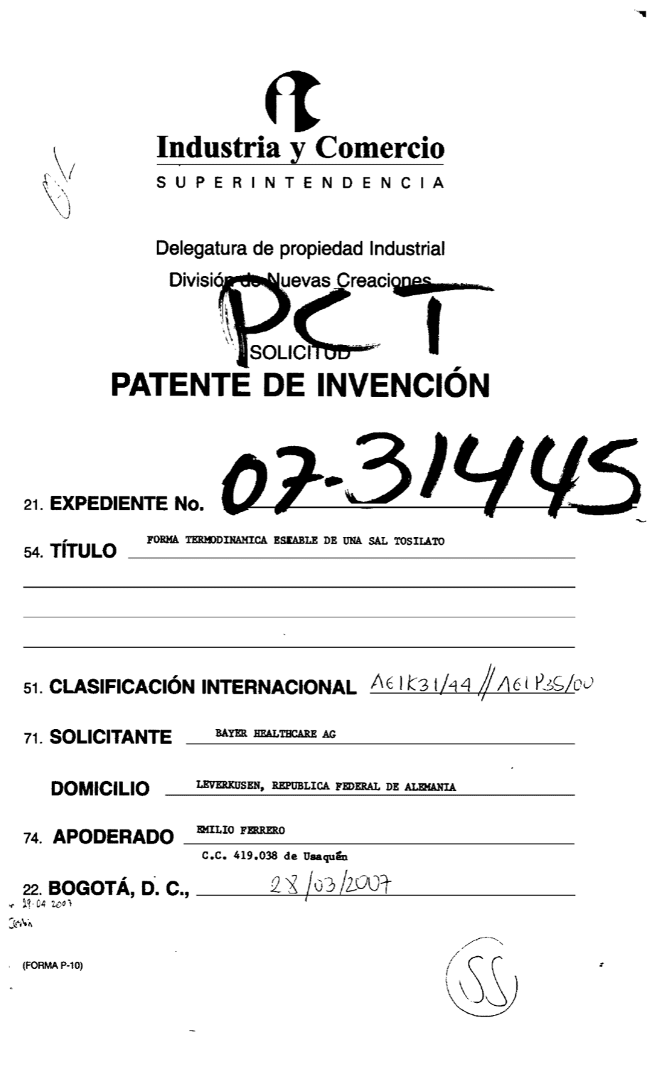 FORMA POLIMÓRFICA (I) DE TOSILATO DE SORAFENIB TERMODINÁMICAMENTE ESTABLE