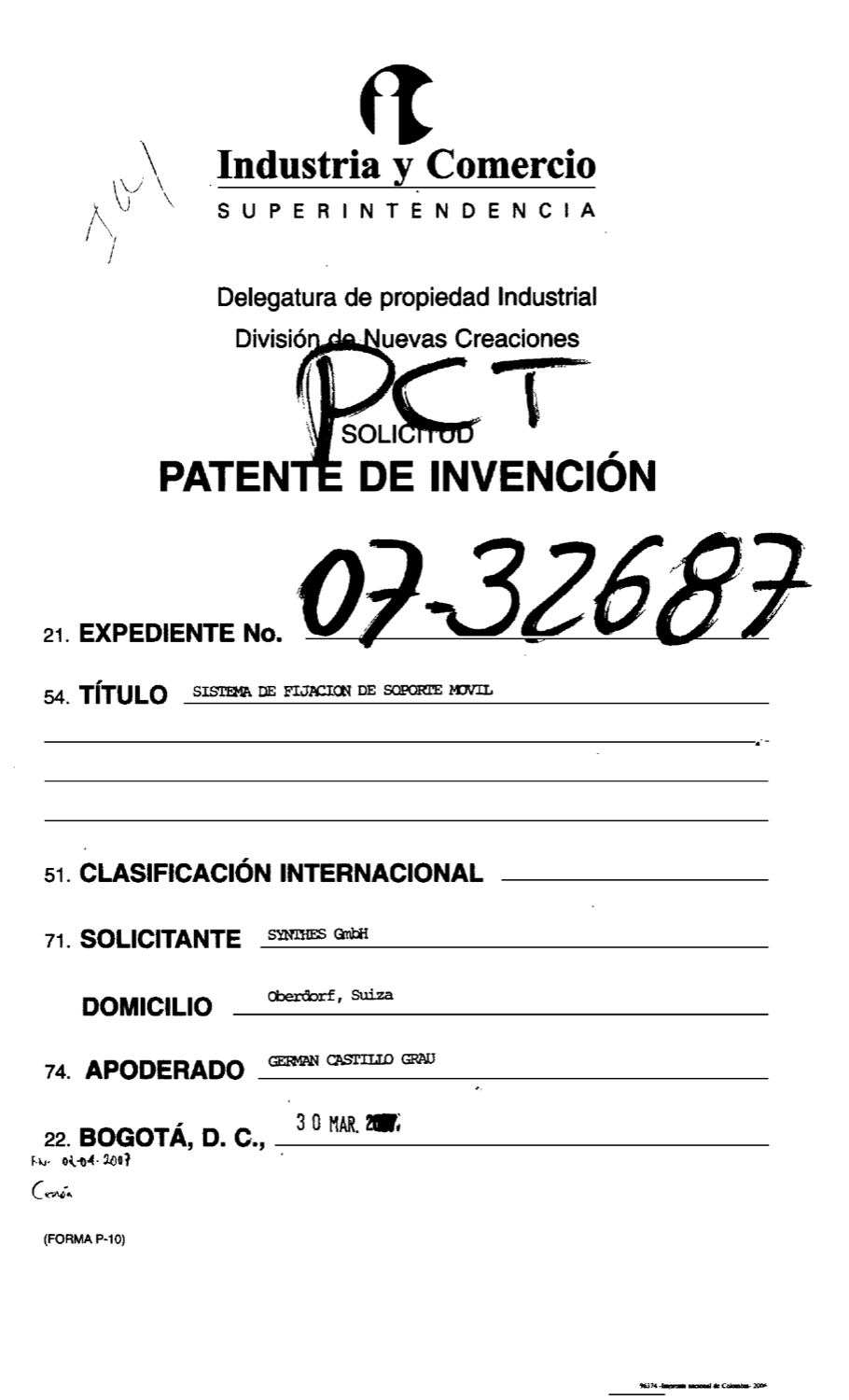 SISTEMA DE FIJACIÓN DE SOPORTE MÓVIL