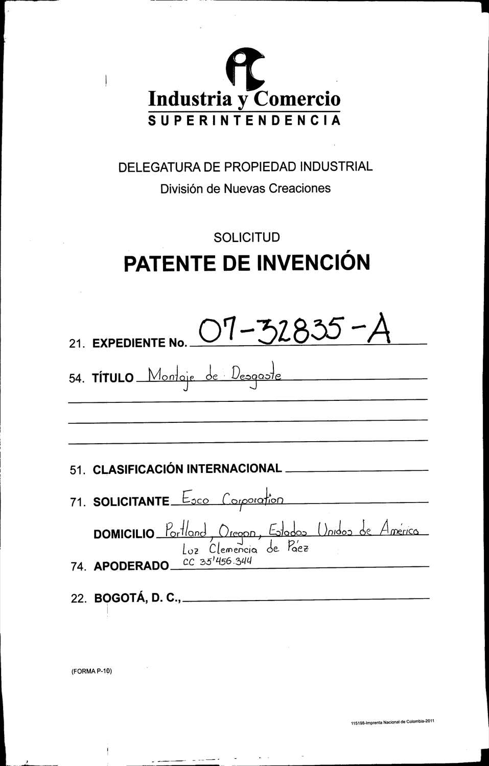 CERRADURA PARA MONTAJE DE DESGASTE CON UNAS PRIMERAS Y SEGUNDAS SUPERFICIES ESTABILIZADORAS