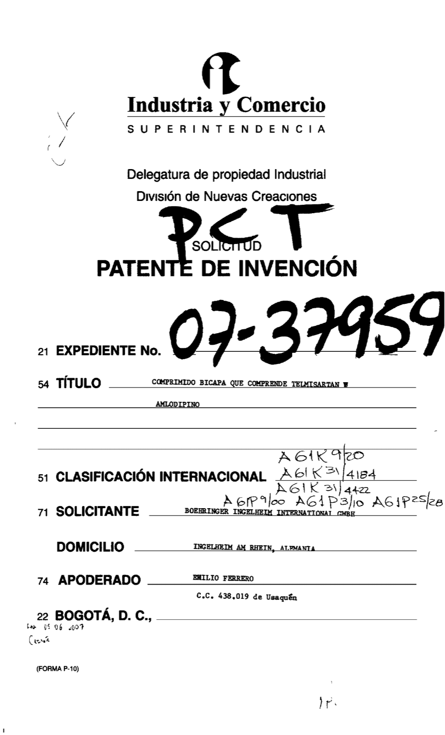 COMPRIMIDO BICAPA QUE COMPRENDE TELMISARTAN Y AMLODIPINO