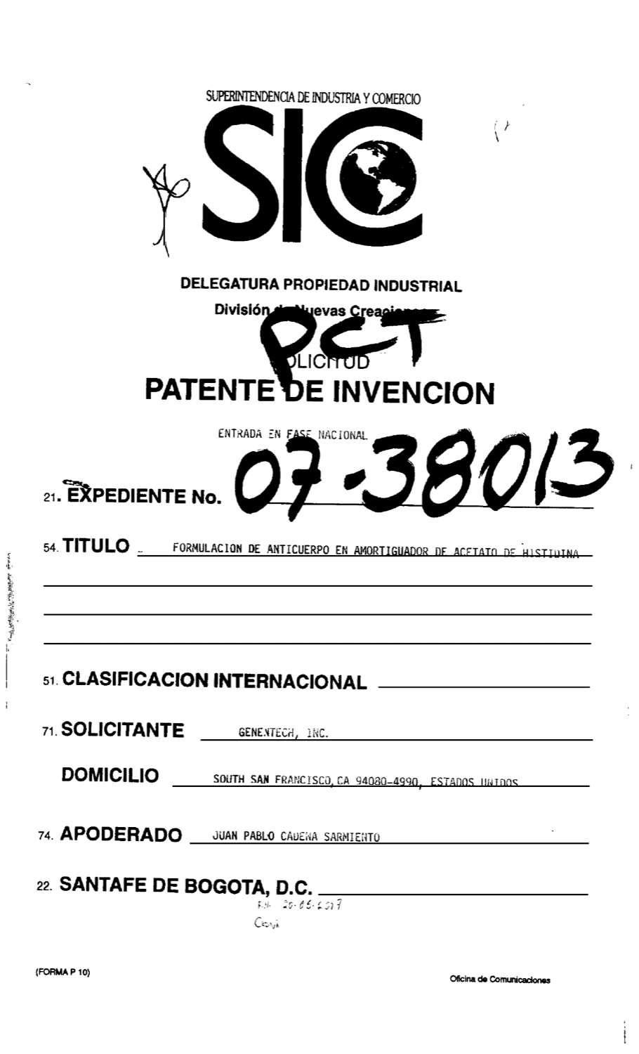 FORMULACIÓN DE PERTUZUMAB EN AMORTIGUADOR DE ACETATO DE HISTIDINA