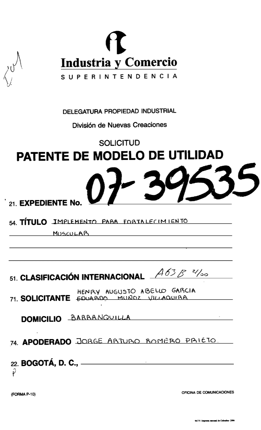 IMPLEMENTO PARA FORTALECIMIENTO MUSCULAR