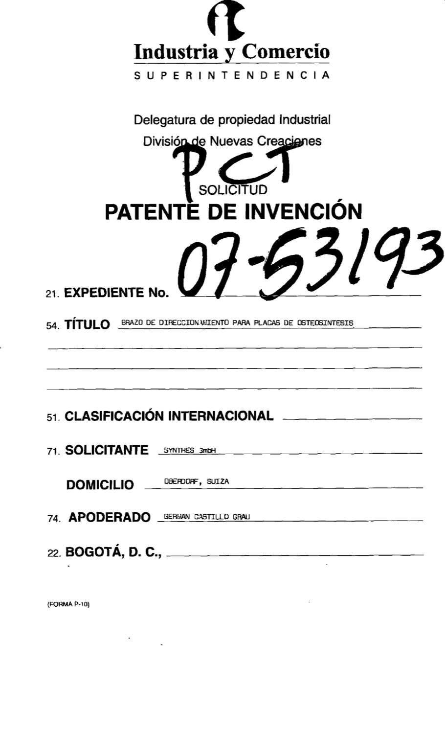 BRAZO DE DIRECCIONAMIENTO PARA PLACAS DE OSTEOSÍNTESIS