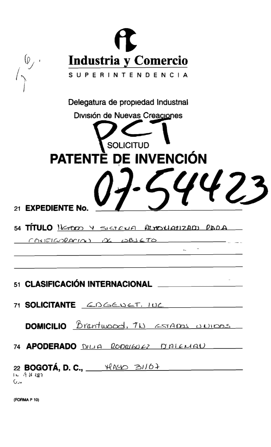 METODO Y SISTEMA AUTOMATIZADO PARA CONFIGURACION DE OBJETO