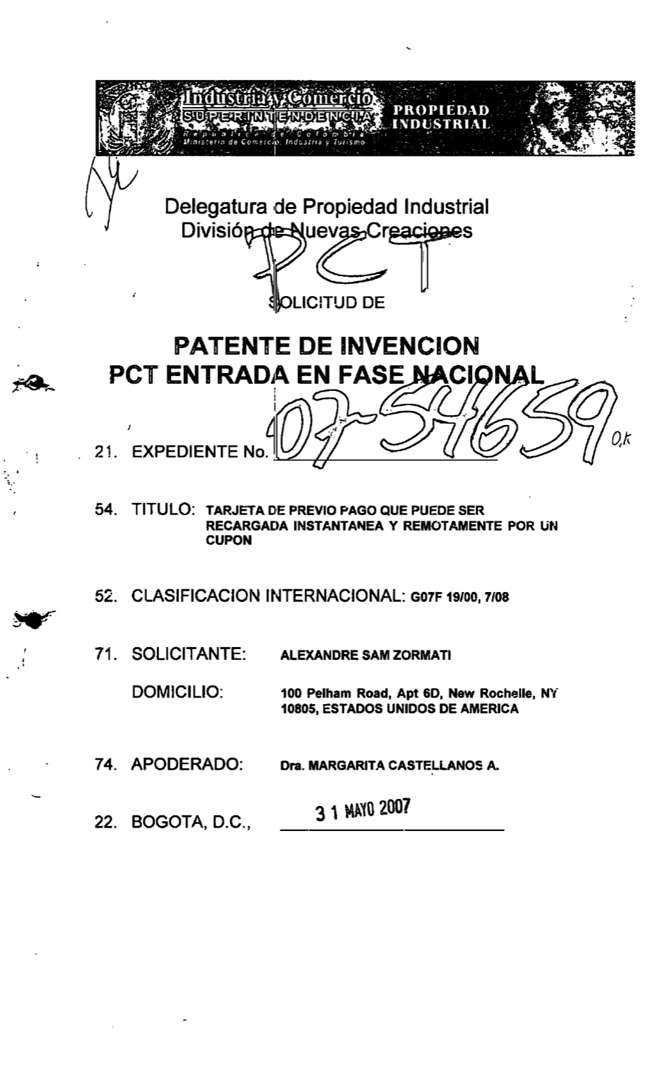 TARJETA DE PREVIO PAGO QUE PUEDE SER RECARGADA INSTANTANEA Y REMOTAMENTE POR UN CUPON