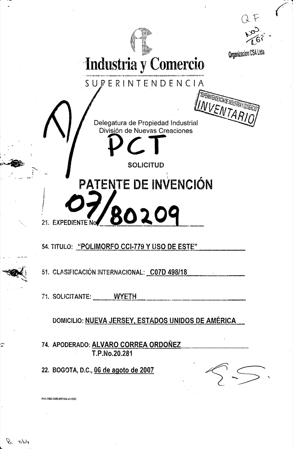 POLIFORMO CCI-779 Y USO DE ESTE