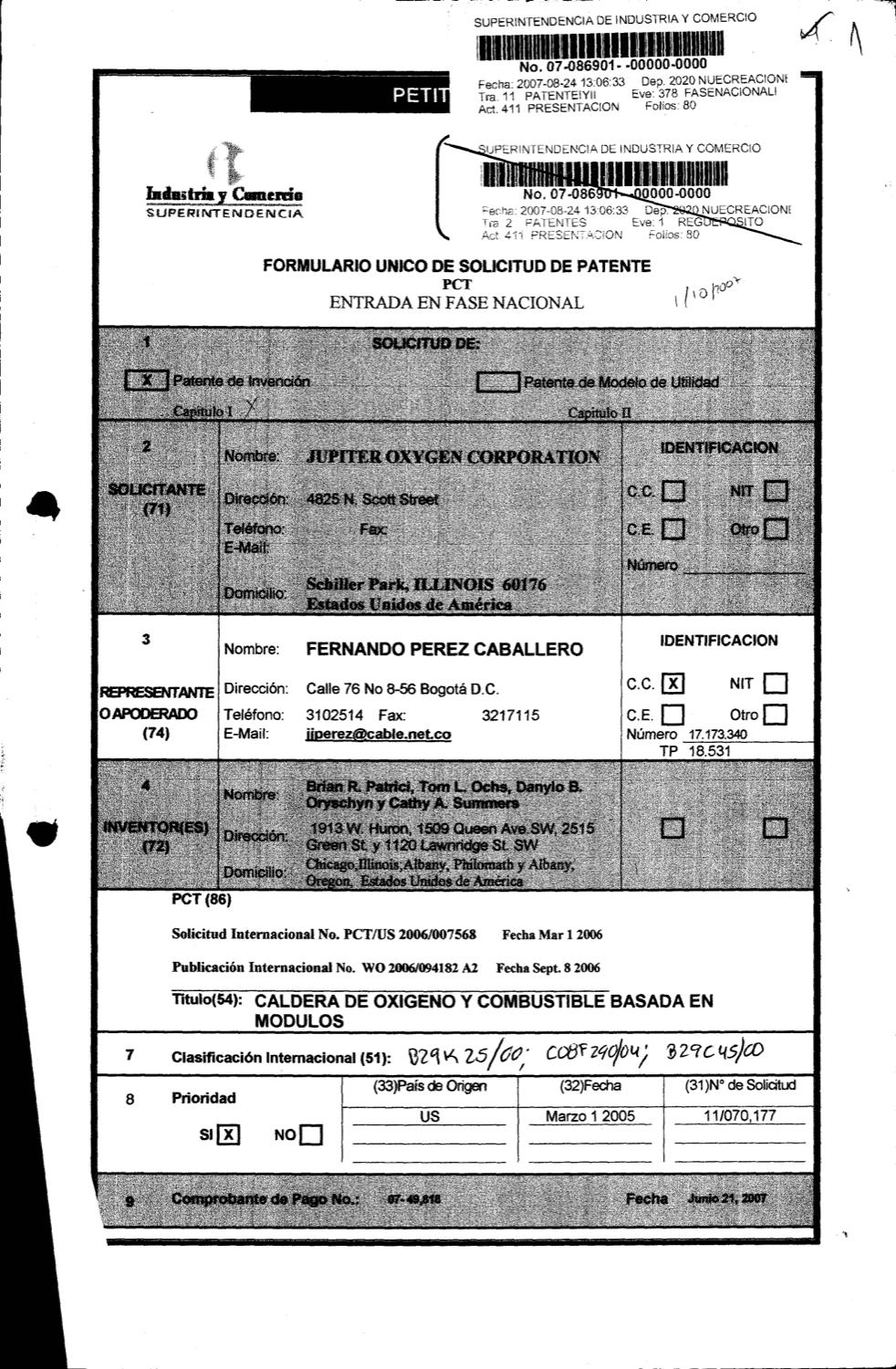 CALDERA DE OXIGENO Y COMBUSTIBLE BASADA EN MODULOS