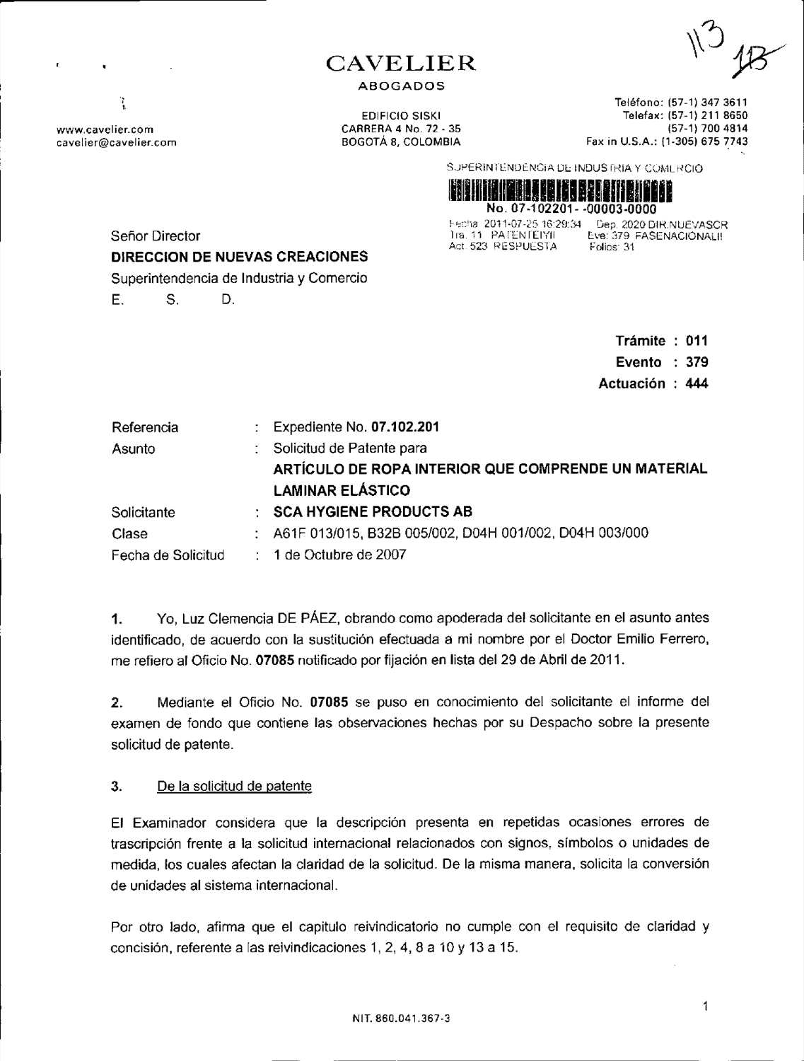 UN ARTICULO ABSORBENTE TIPO PANTALONCILLO