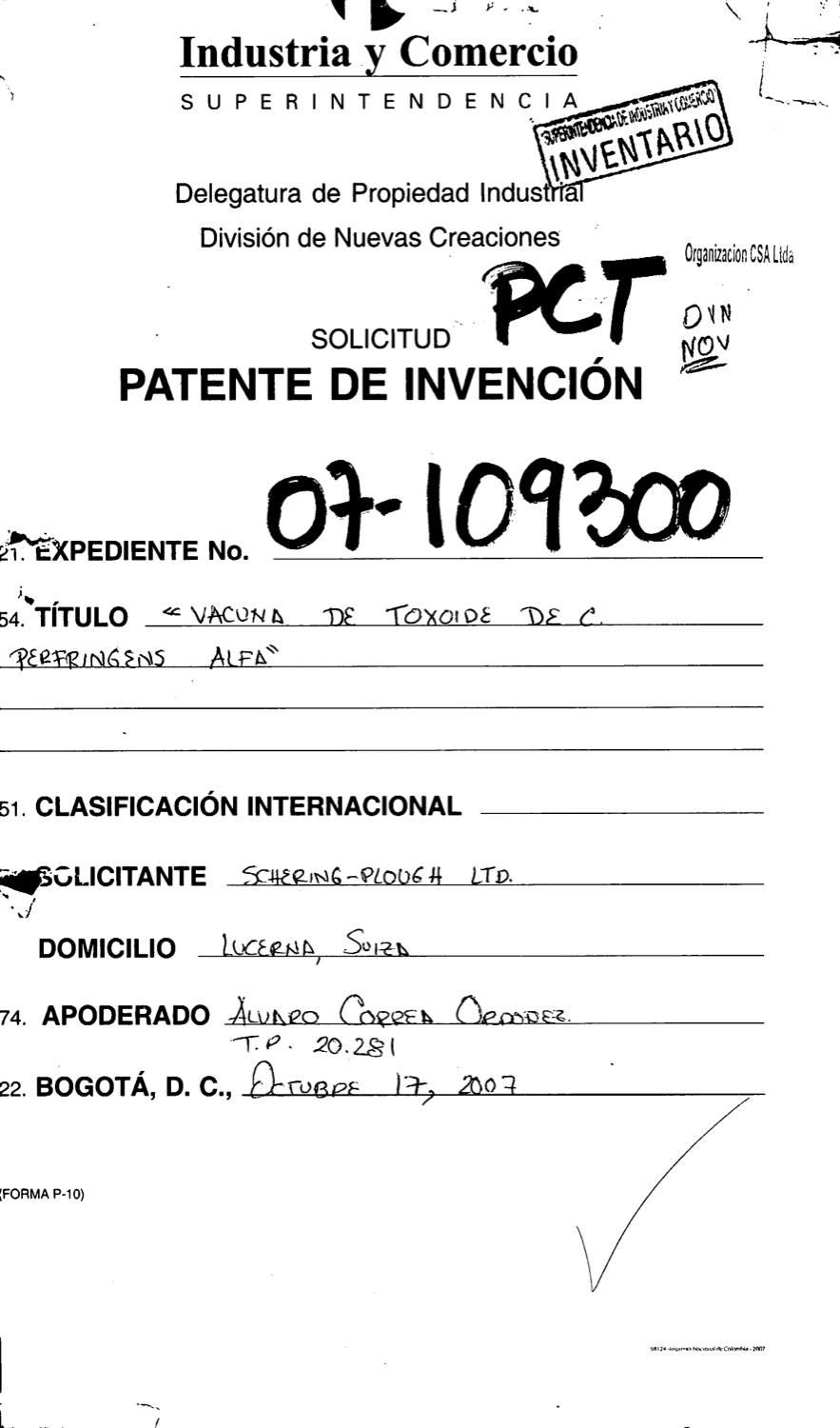 VACUNA DE TOXOIDE DE C. PERFRINGENS ALFA