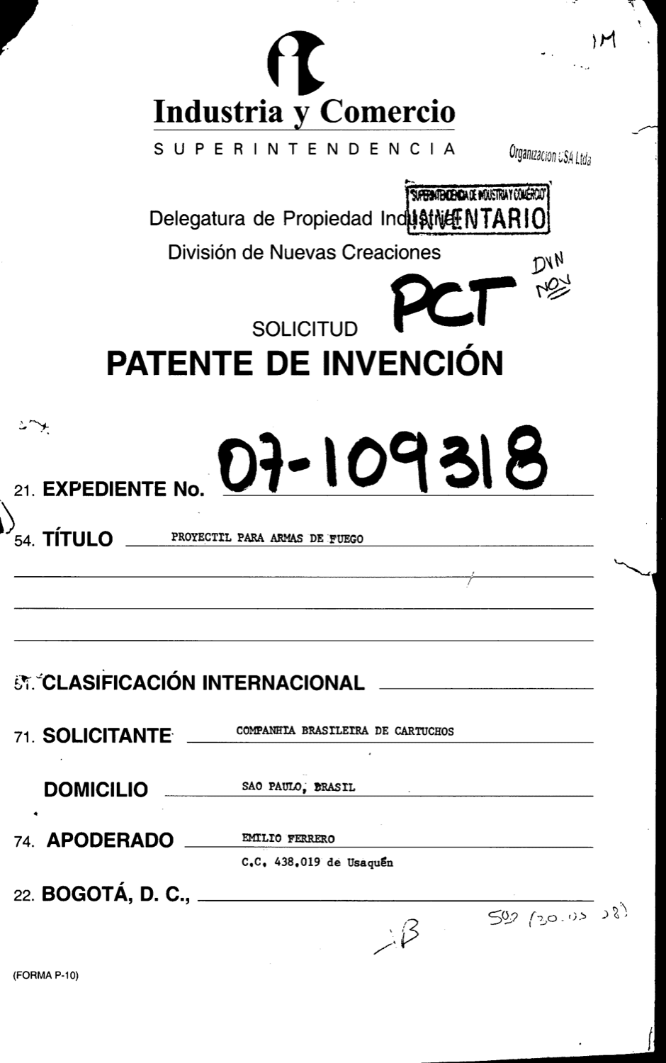 PROYECTIL PARA ARMAS DE FUEGO