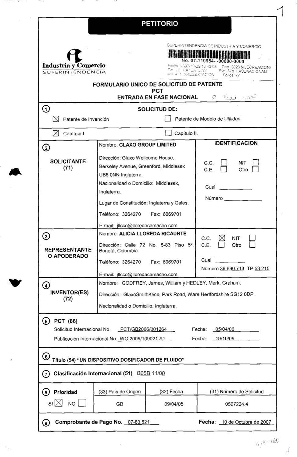UN DISPOSITIVO DOSIFICADOR DE FLUIDO