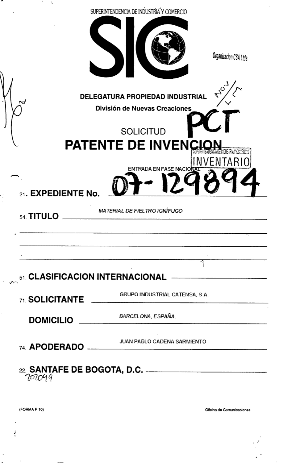 MATERIAL DE FIELTRO IGNIFUGO