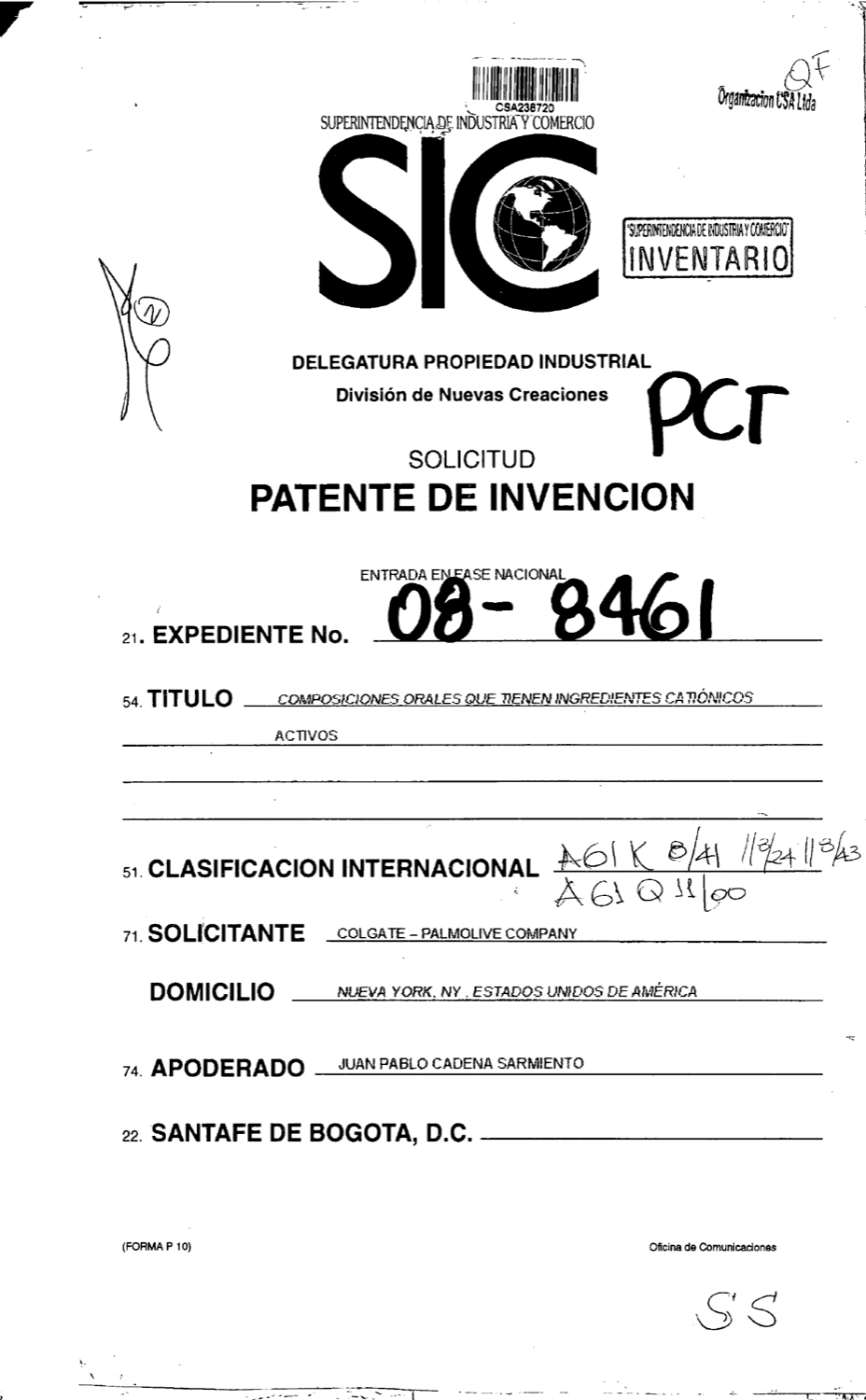 COMPOSICIONES ORALES QUE TIENEN INGREDIENTES CATIONICOS ACTIVOS