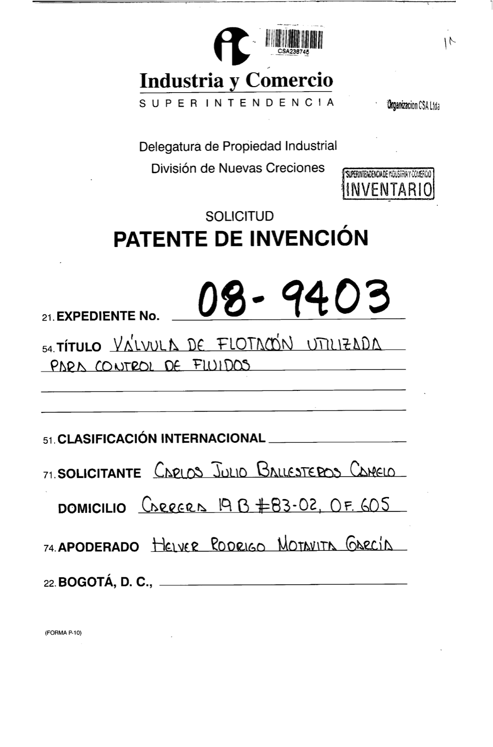 VALVULA DE FLOTACION UTILIZADA PARA CONTROL DE FLUIDOS