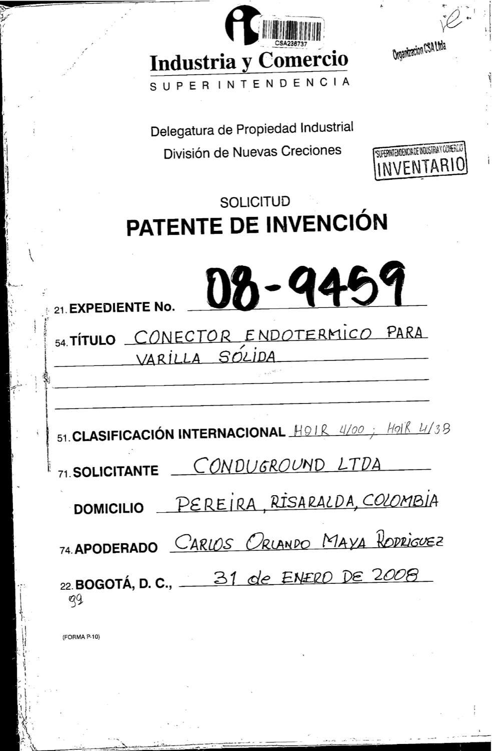 CONECTOR ENDOTERMICO PARA VARILLA SOLIDA