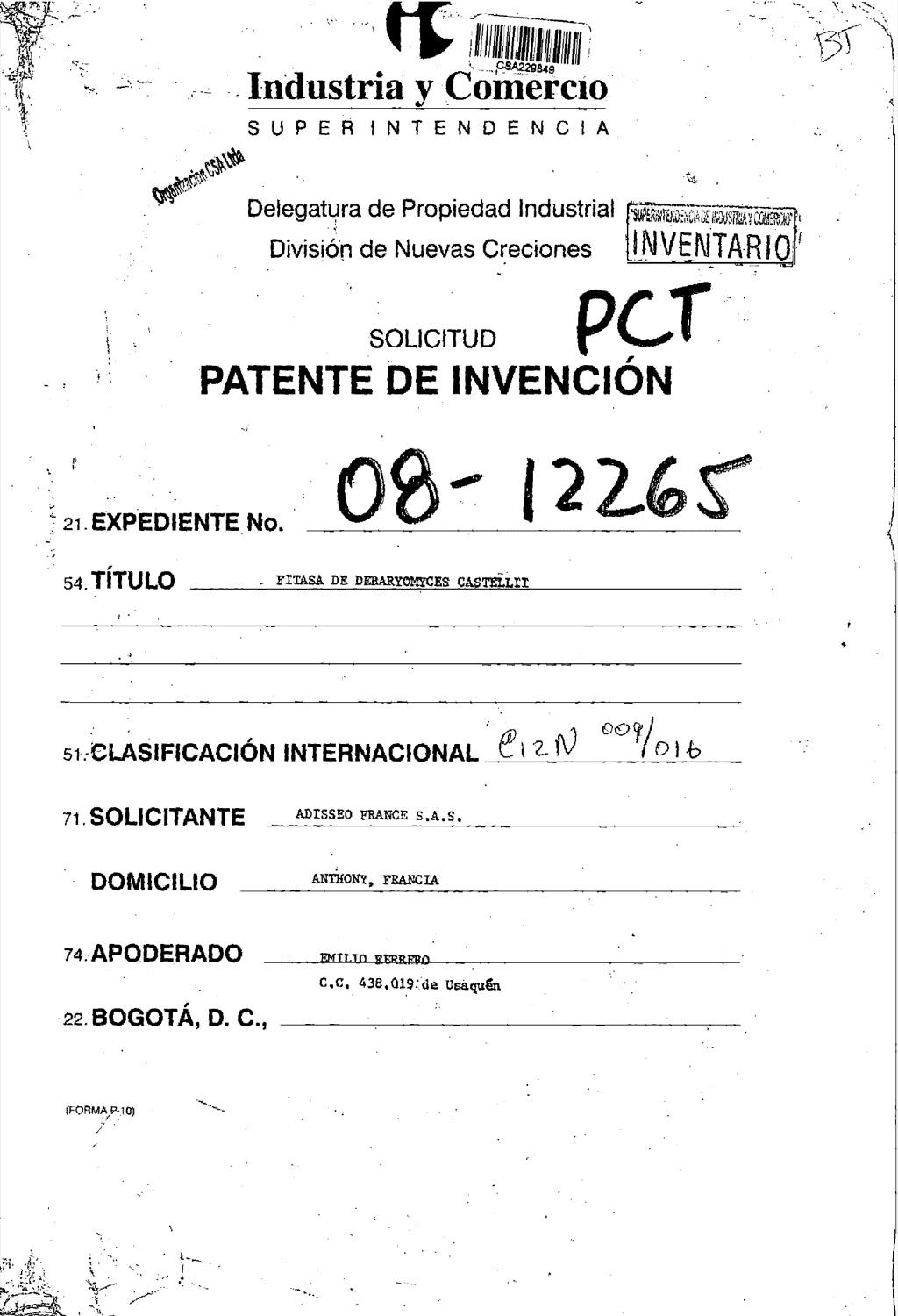 FITASA DE DEBARYOMYCES CASTELLII