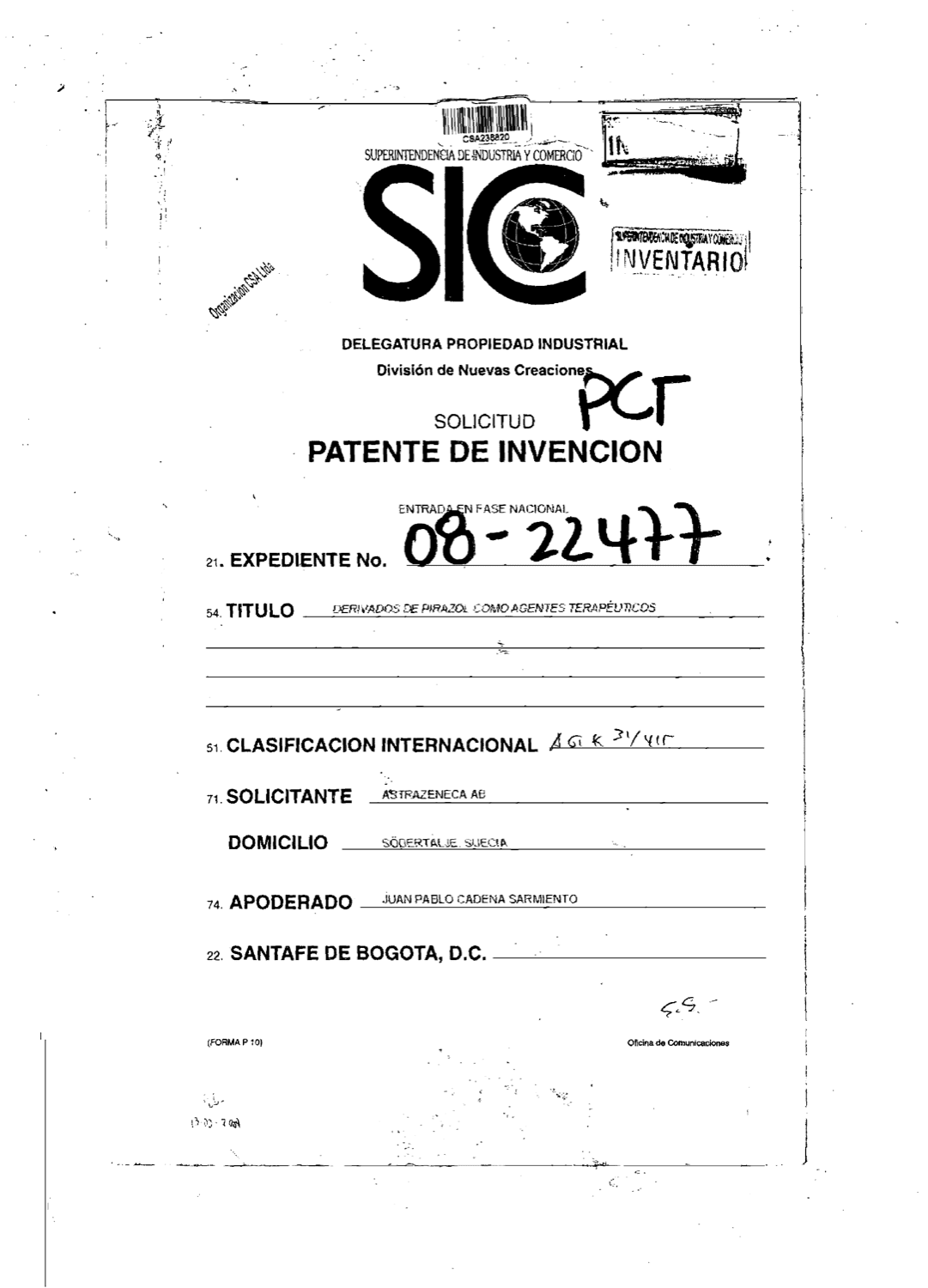 DERIVADOS DE PIRAZOL COMO AGENTES TERAPEUTICOS