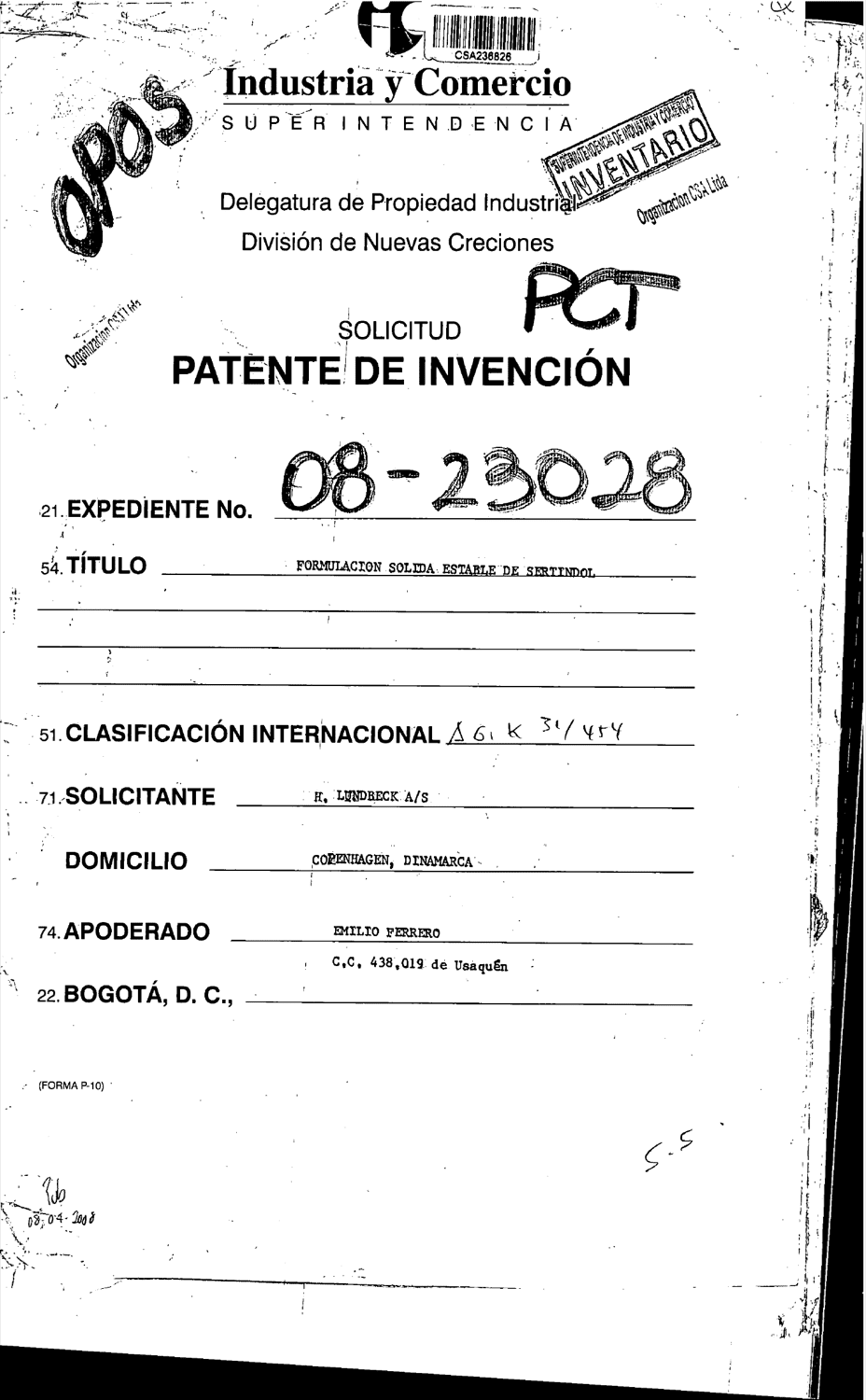 FORMULACION SOLIDA ESTABLE DE SERTINDOL