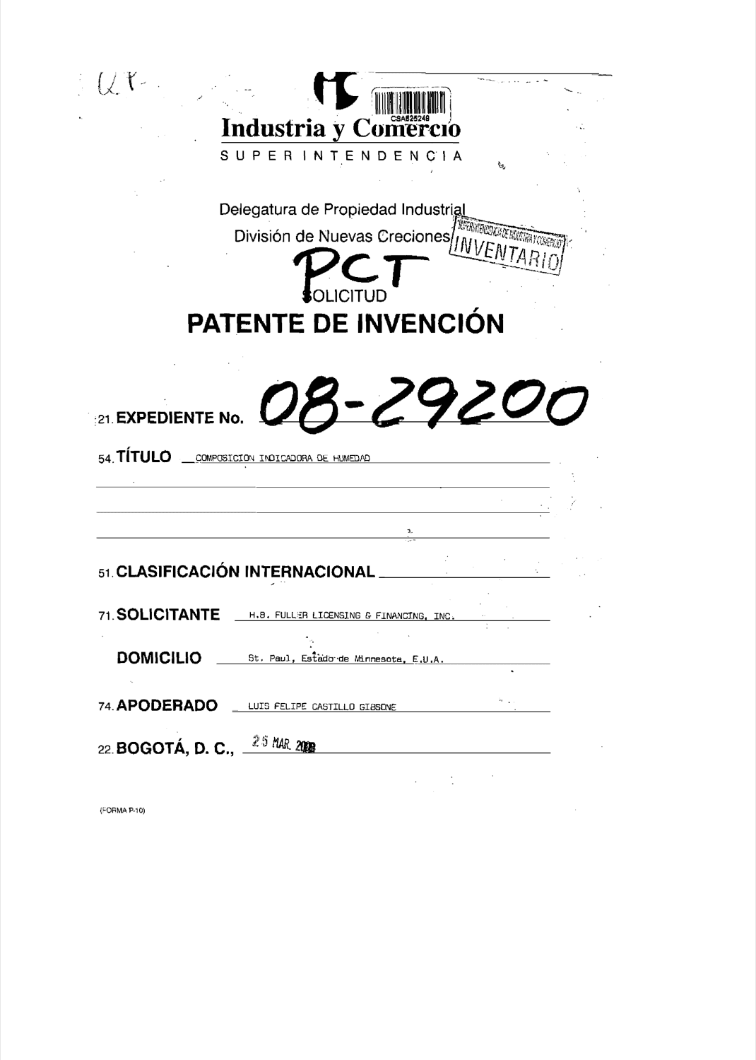 COMPOSICIÓN INDICADORA DE HUMEDAD