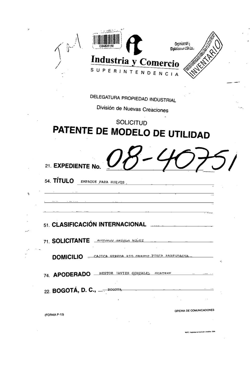 EMPAQUE PARA HUEVOS.