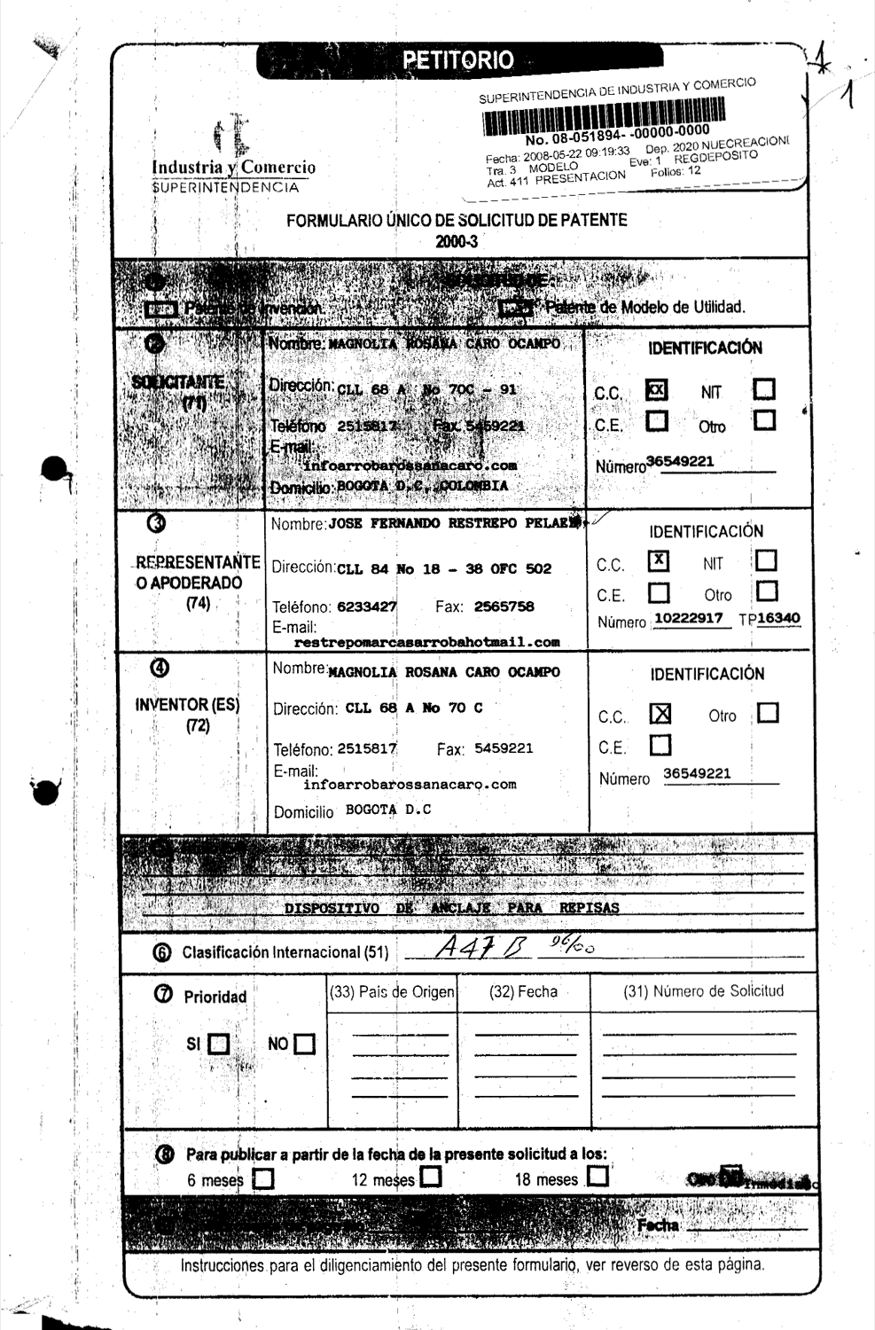 DISPOSITIVO DE ANCLAJE PARA REPISAS