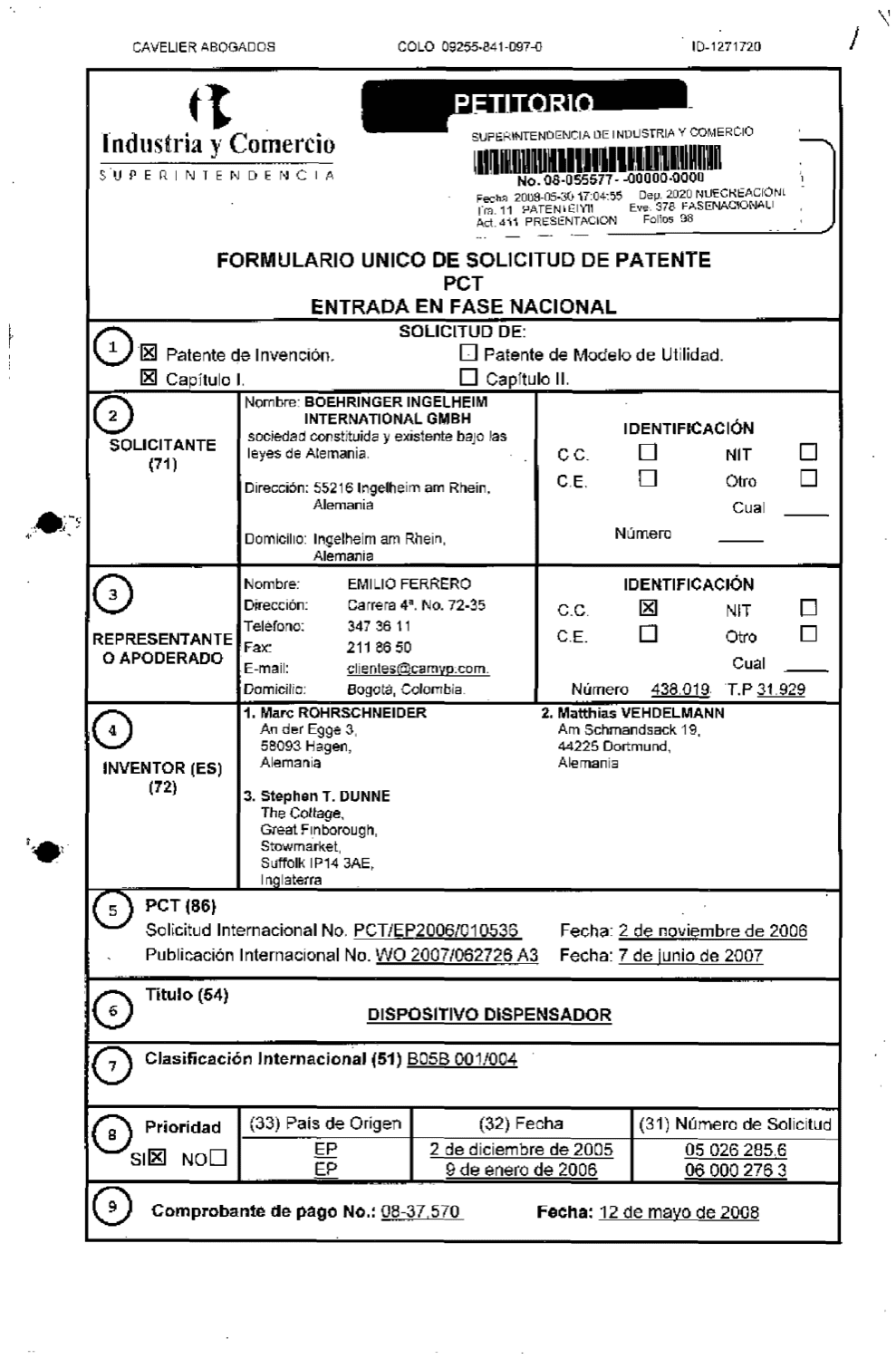 DISPOSITIVO DISPENSADOR