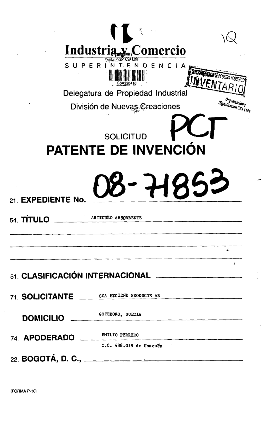 ARTICULO ABSORBENTE