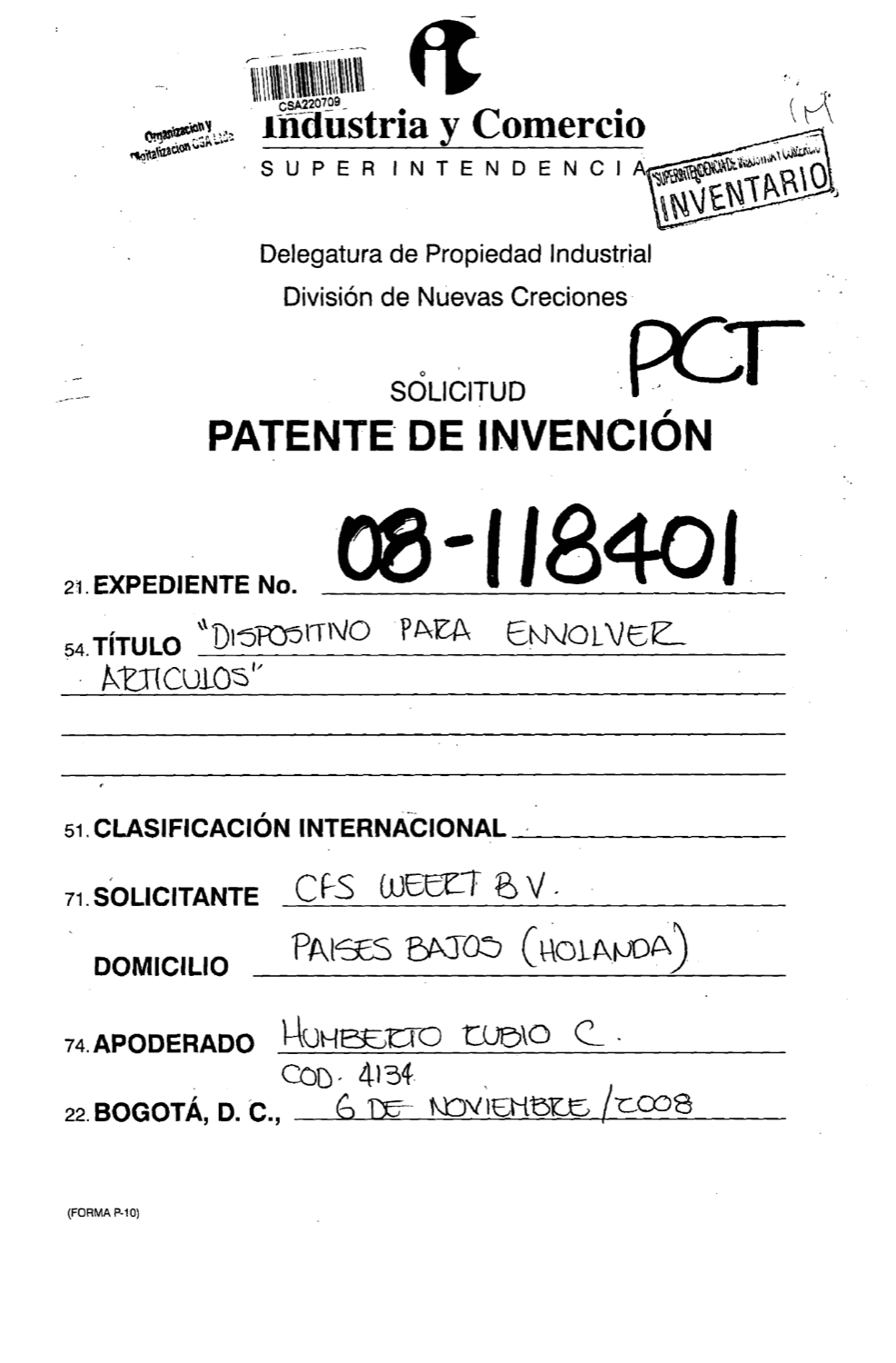 DISPOSITIVO PARA EMPAQUETAR