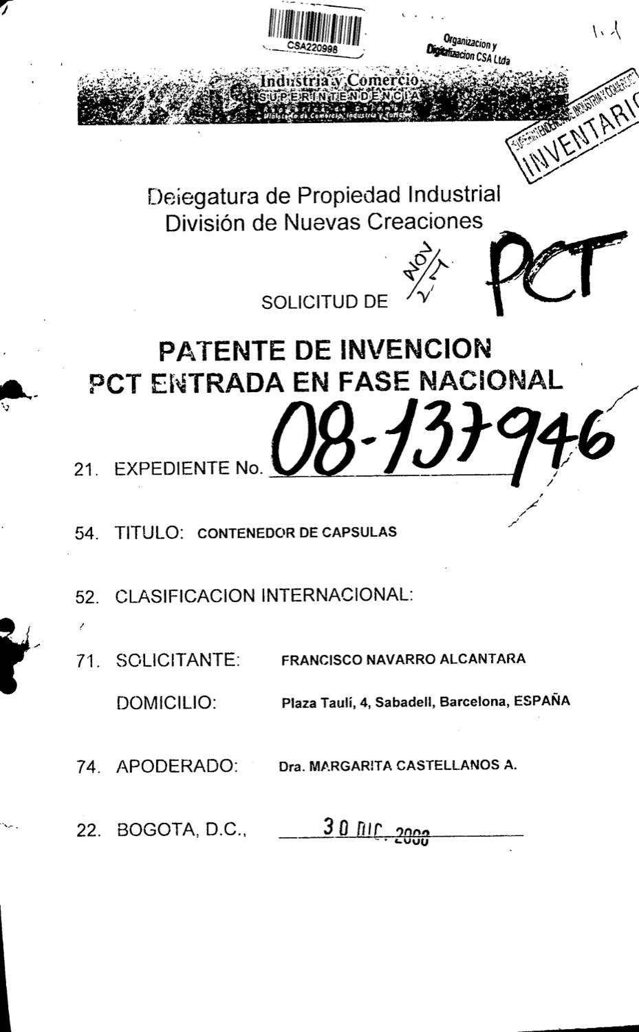 CONTENEDOR DE CAPSULA.