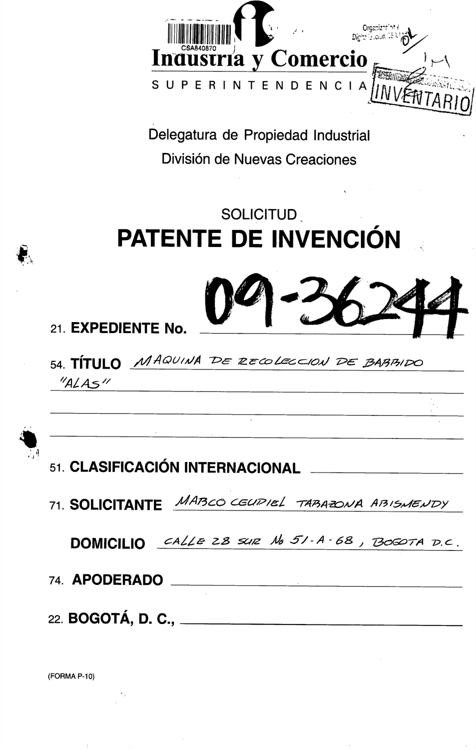 MAQUINA DE RECOLECCION DE BARRIDO